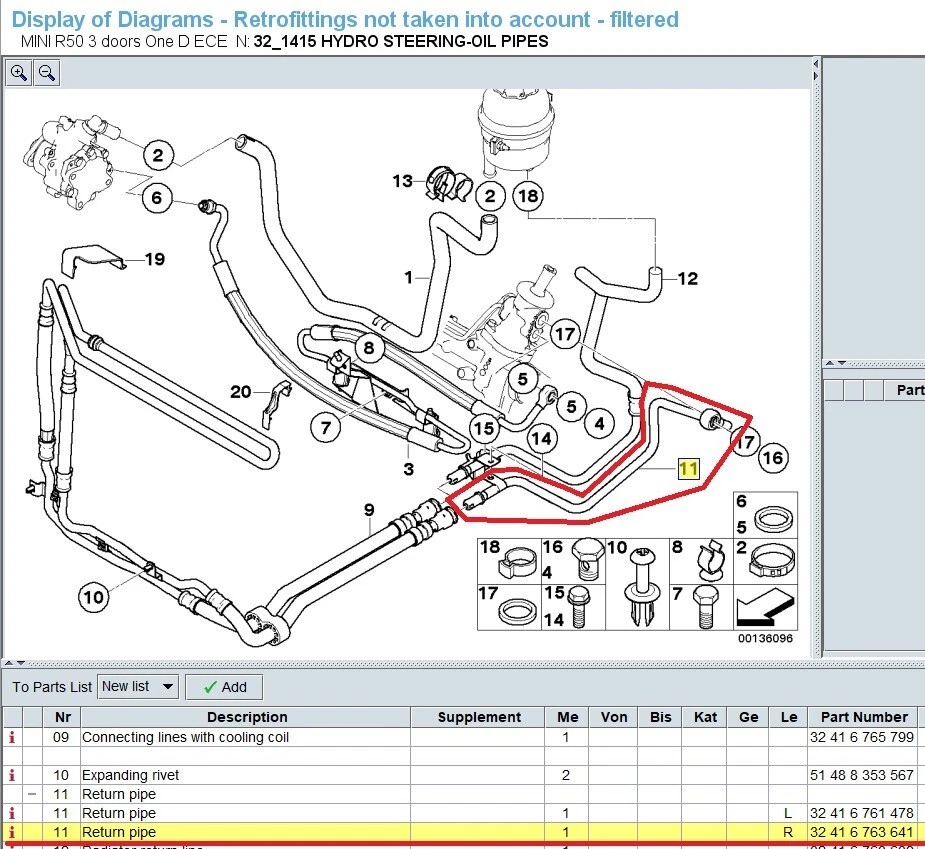 MINI Hose for Power Steering Return Pipe RHD 32416763641 - Image 2 of 3