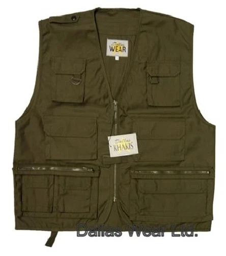 MULTI-POCKET FISHING HUNTING WAISTCOAT VEST OLIVE GREEN