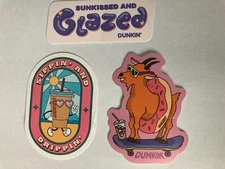 Set of 3 Limited Edition DUNKIN DONUTS Stickers