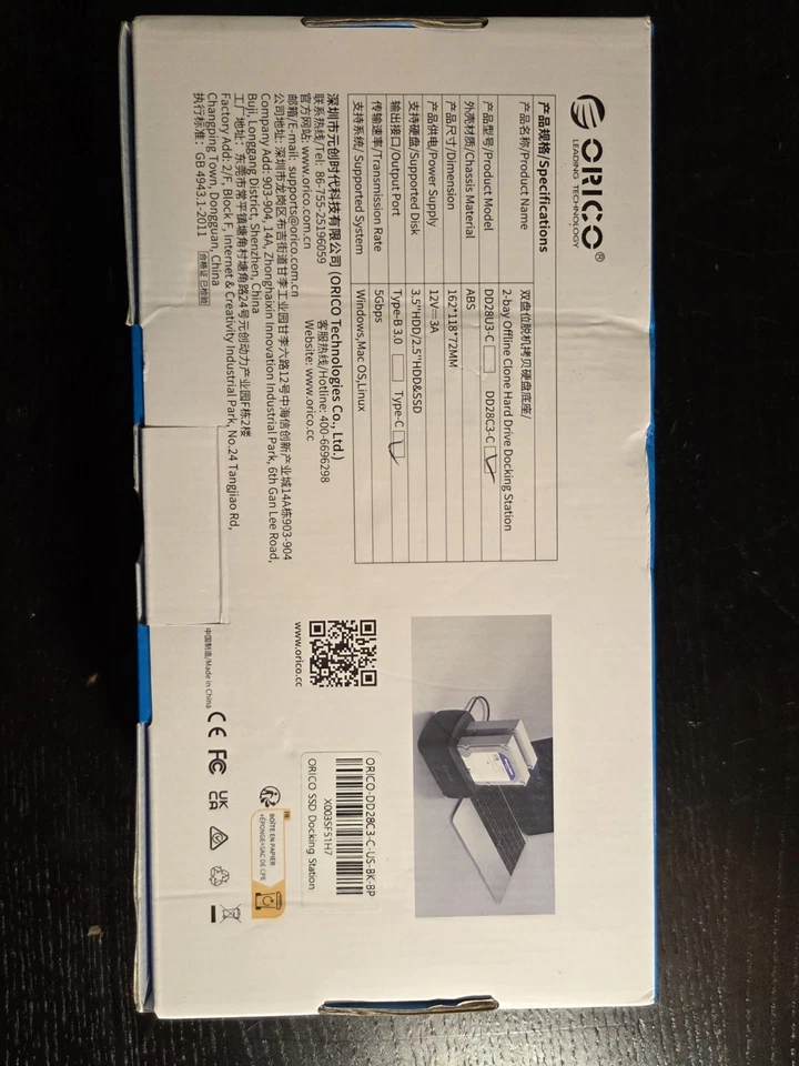 ORICO Dual Bay 2.5/3.5'' USB 3.0 External Hard Drive Docking Station with Clone - Image 4 of 4