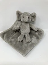 Unhide Lil' Marsh Lovey Baby Blanket attached animal elephant gray 20"x20"