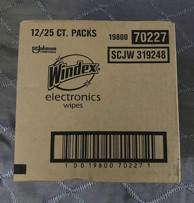 Windex Electronics Cleaning Wipes Case 12 Packs x 25 Ct, MPN 70227 19800