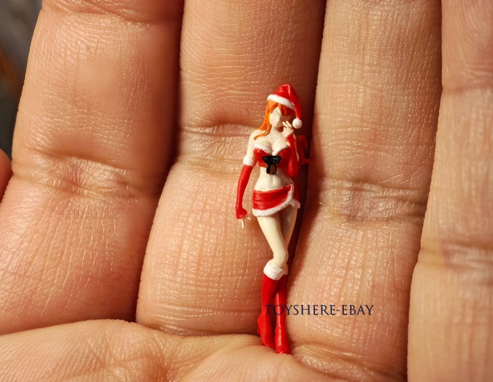 1/64 Miniature FIGURE Sexy girl in Red Christmas Dress Festive Collectible - Image 4 of 4