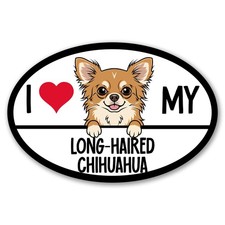 Magnet Me Up I Love My Long-Haired Chihuahua Car Magnet - 4x6 Inches Oval Shaped