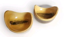 2 VTG Natural Splated Live Edge Wood Decorative Bowls Cottage Core MCM Gorgeous