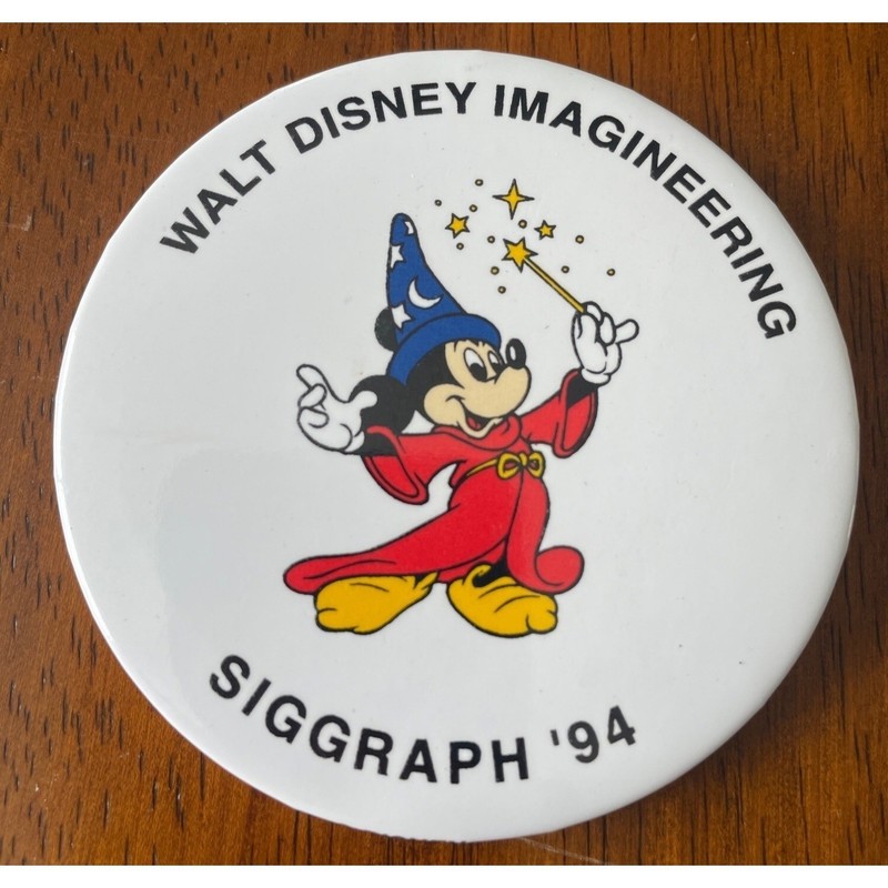 1994 SIGGRAPH Walt Disney Imagineering Pin Button 3" Big badge Limited rare htf