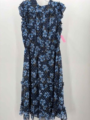 Pre-Owned CeCe Navy Size XL Floral Maxi Short Sleeve Dress