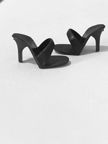Vintage Barbie Reproduction BLACK OPEN TOE MULES Heels B#21