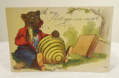 #ad Bear Eating Honey from A Beehive Oh My But You Are Sweet Antique Postcard $5.95