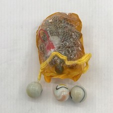 Vintage 1980 Sack O  Marbles Bag: Gordy Int, 30 Cat Eye And 4 Milky Shooters