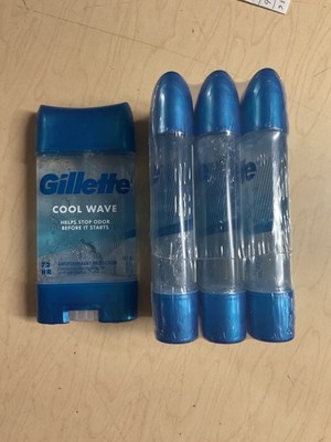 Gillette Cool Wave Antiperspirant Deodorant Lot of 4 Clear Gel Men 3.8 oz 72 Hr