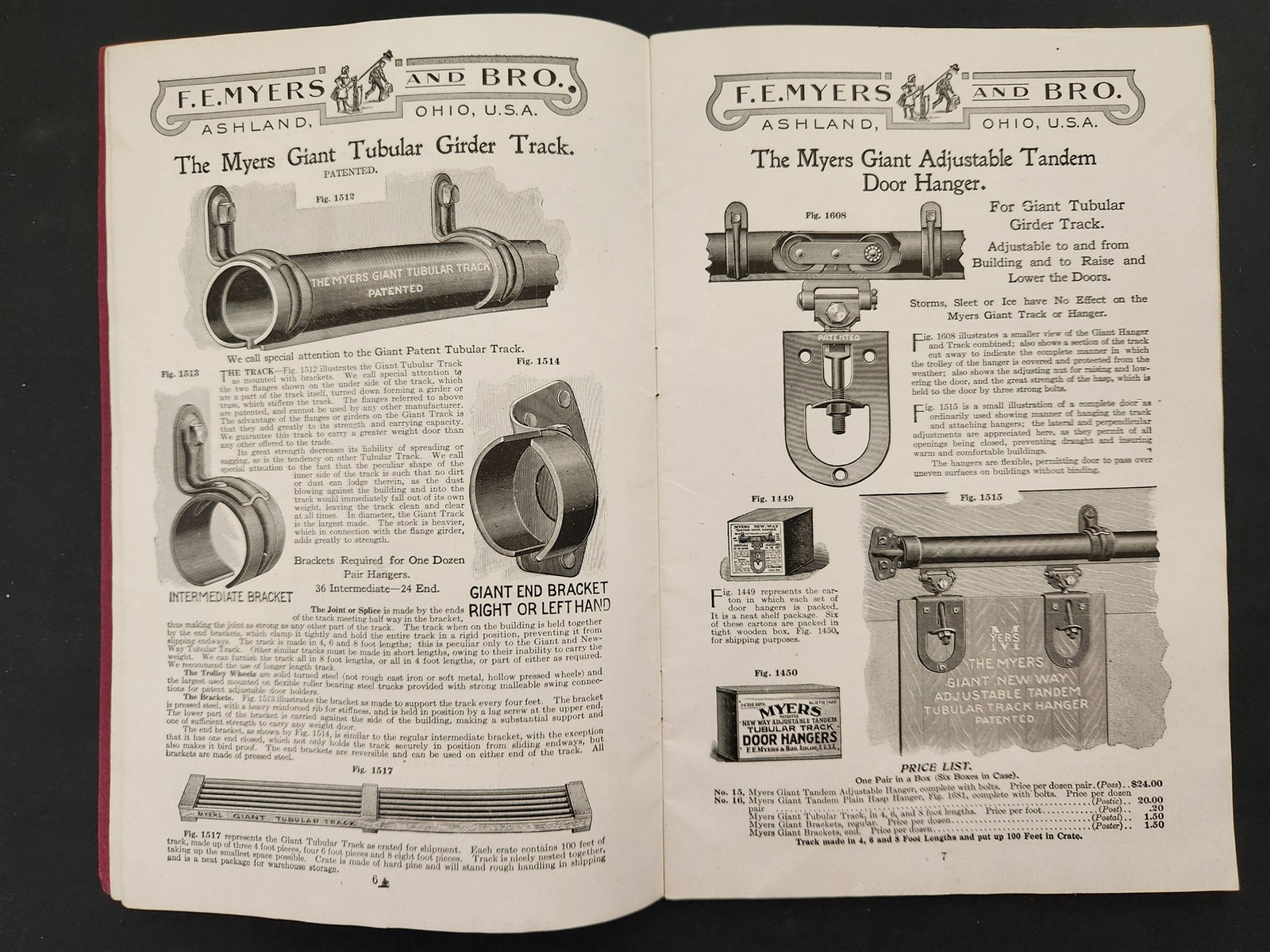 1917 antique MYERS DOOR HANGERS CATALOG ashland oh barn sliding hardware