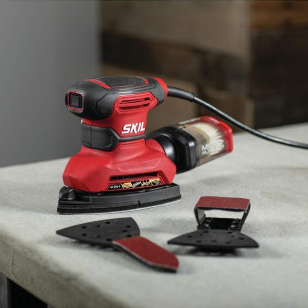 Corded Multi-Function Detail Sander: 4-in-1 Tool w/ Micro-Filter & Attachments
