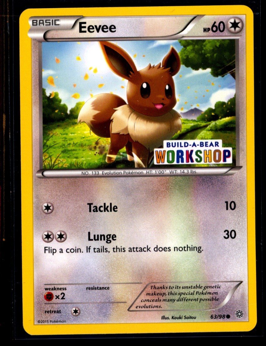 Build a Bear Pokemon Card Workshop Eevee Promo 63/98 TCG Pokemon NM 0101#183