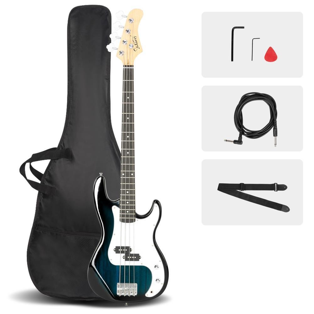 Glarry Electric P Style Bass Guitar 4 String + Cord + Wrench Tool +Bag Dark Blue