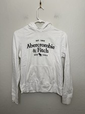 Abercrombie Fitch Women Logo Graphic Hoodie White Size S