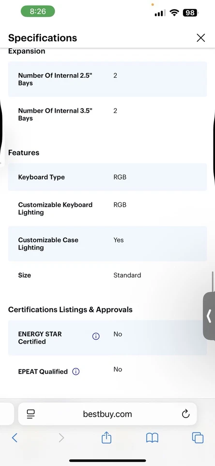 iBUYPOWER Gaming PC NVIDIA GeForce GTX 1050 Ti 4GB 240 GB SSD 1TB HDD Windows 10 - Image 4 of 4