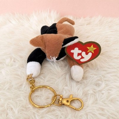 Teenie Beanie Baby Chip The Cat Bag Charm Upcycled Vintage 90s Keychain
