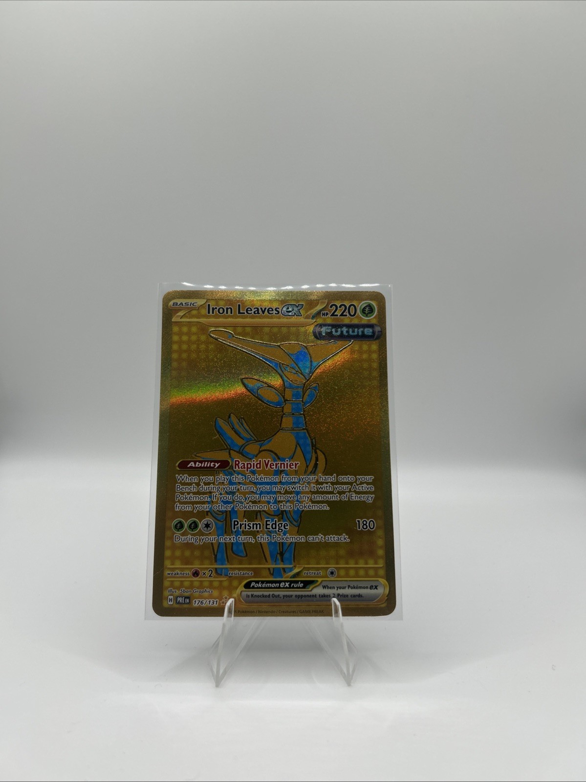 Pokémon TCG Iron Leaves EX Prismatic Evolutions Holo Card 176/131 Gold