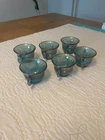 6  -  Vintage  Blue Carnival Glass Punch  Cups