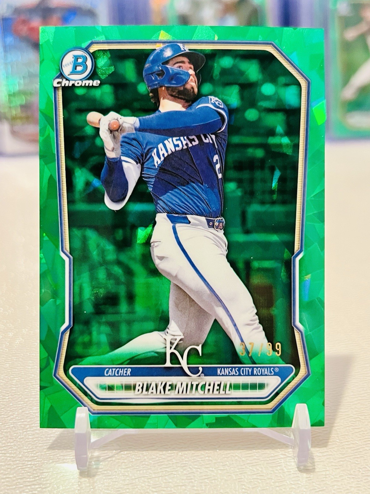 Blake Mitchell 2026 Bowman Chrome Sapphire Green Refractor /99 SP KC Royals