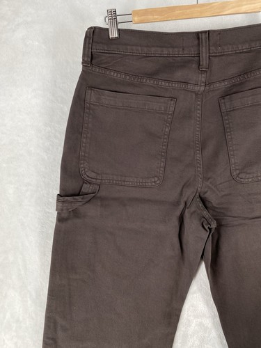 Hollister Jeans Uomo S 32x32 Marrone Falegname Utility Baggy Tela Dritto Y2K NUOVO - Foto 13 di 14
