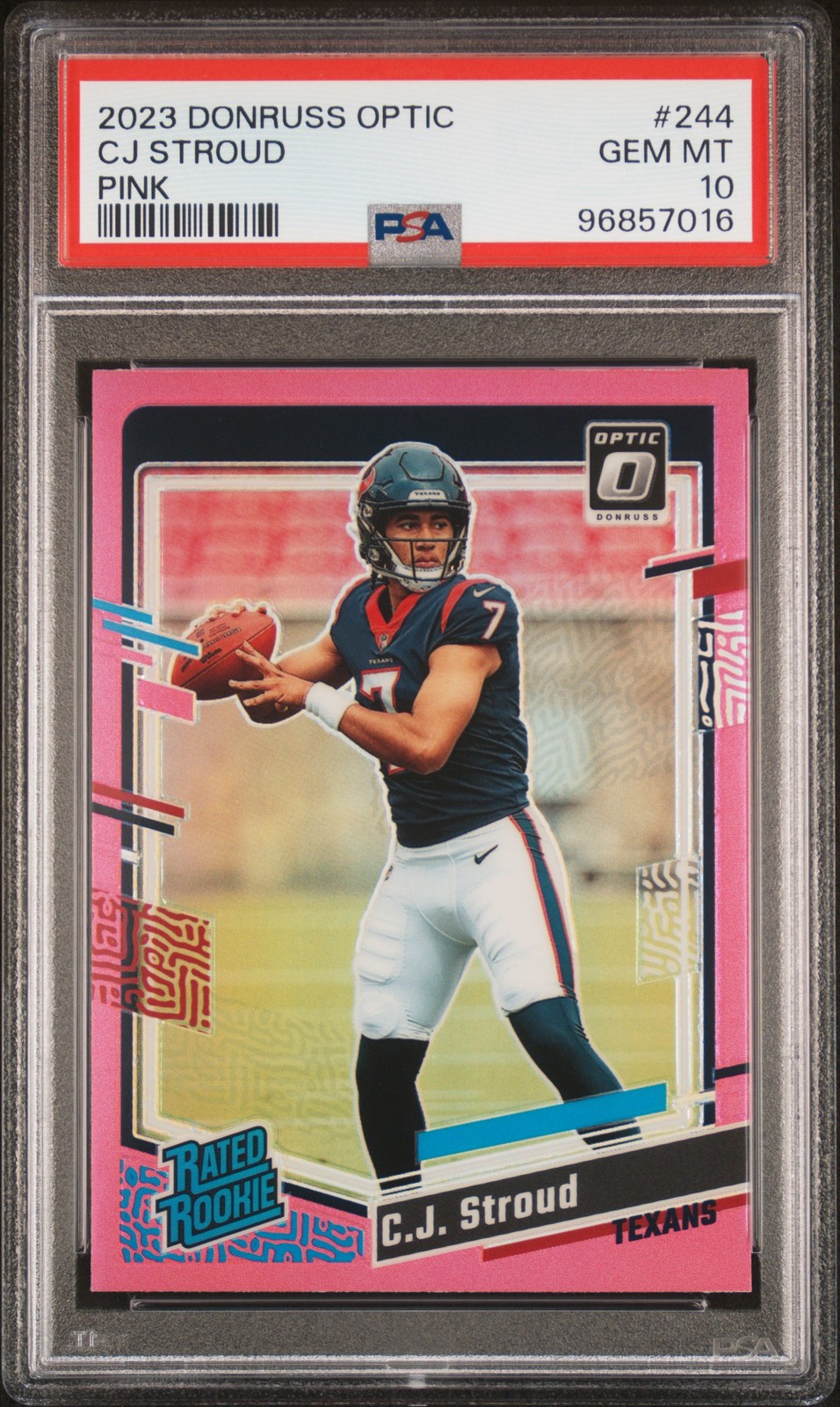 2023 Panini Donruss Optic #244 CJ Stroud Pink Rated Rookie RC PSA 10