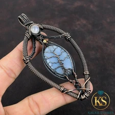 Copper Angelite Stone Rainbow Moonstone Anniversary Birthday New Pendant Jewelry