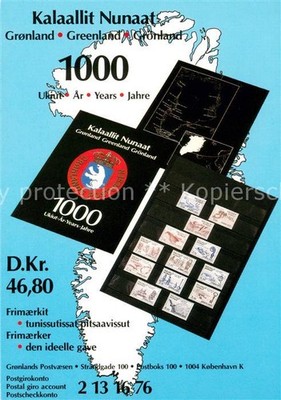 Briefmarken auf Postkarte Kalaallit Nunaat Gronland 