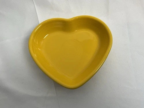 Fiestaware Daffidol  Yellow Medium Heart Bowl Candy Dish 7.5" New