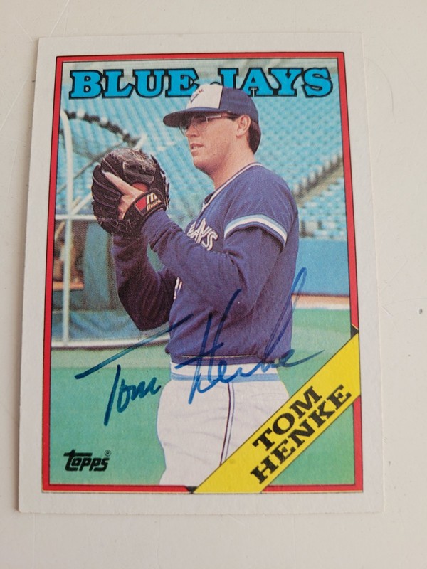 Tom Henke 1988 Topps Toronto Blue Jays authentic autographed card Signed 