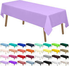 Lavender Plastic Tablecloths 2 Pack Lilac Disposable Table Covers 54 x 108 Inch.