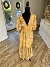 Billabong Vintage Y2K Fairy Prairie Floral Tiered Babydoll Maxi Dress Medium