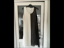 Marla Wynne WynneLayers Chiffon  Double Layer Dress Size Small Black/ Ivory 