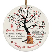 8 Years Love Ornament Happy 8th Anniversary Cute Lion Couple Christmas Gifts