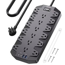18 Outlet Surge Protector Power Strip with 4 USB Ports, 6.5FT Flat Plug, Wall Mo