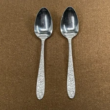 National Silver Co. Narcissus Silverplate Lot of (2) 8" Serving Spoons AA