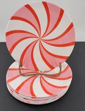 8 - Dessert Appetizer Plates 6" Melamine Candy Cane Swirl NEW