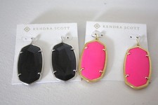 Kendra Scott Danielle Black pink Set of Two earrings NWT