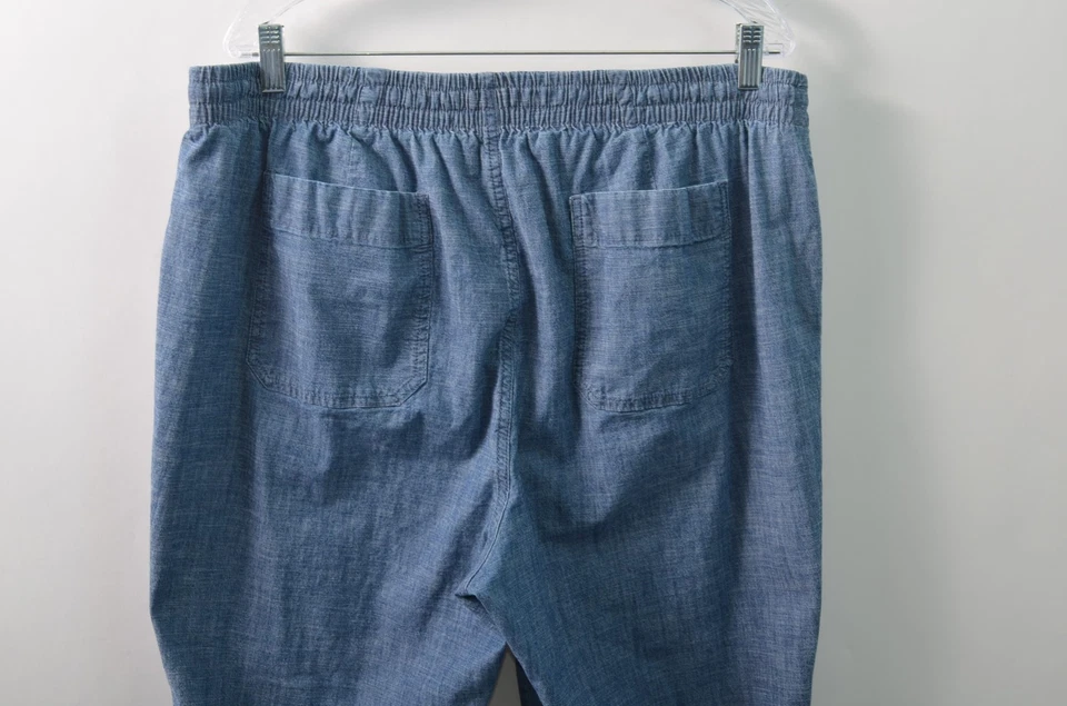 Pantalones LL Bean Pull On Chambray para mujer 18W ajuste favorito azul 26" bolsillos entrepierna Foto 4 de 4