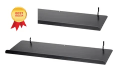 Kokone 2 Pack Pegboard Shelves with Lip - 15x5.5 in, Metal 2 Pack, Black 
