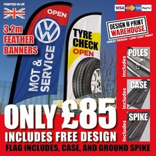 advertising flag, forecourt advertising, feather flag, MOT sign, garage sign