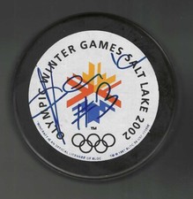 Julien Vauclair Signed Grand Rapids Griffins 2002 Olympics Switzerland Puck