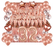 Designer Rose Gold 32nd Happy Birthday Balloon Banner Party Decoration Supplies