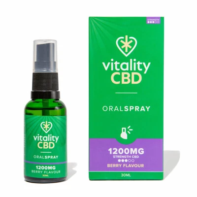 Vitality CBD Oil Spray Strength 600mg-4800mg Pure CBD Berry Flavour Vegan 30ml