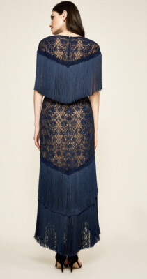 Tadashi Shoji ネイビードレス US M Chelan Embroidered Illusion Gown | Tadashi Shoji