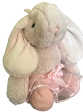 Dilly Dudu Ballerina Bunny Ballet Plush Rabbit Stuffed Toy Pink Tutu Bows 9”