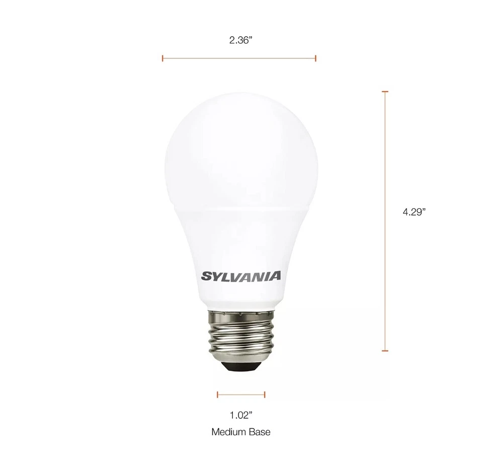 SYLVANIA LED A19 Light Bulb, 100W=14W, Non-Dimmable, 1500LM, Daylight, 4 Pk - Image 4 of 4