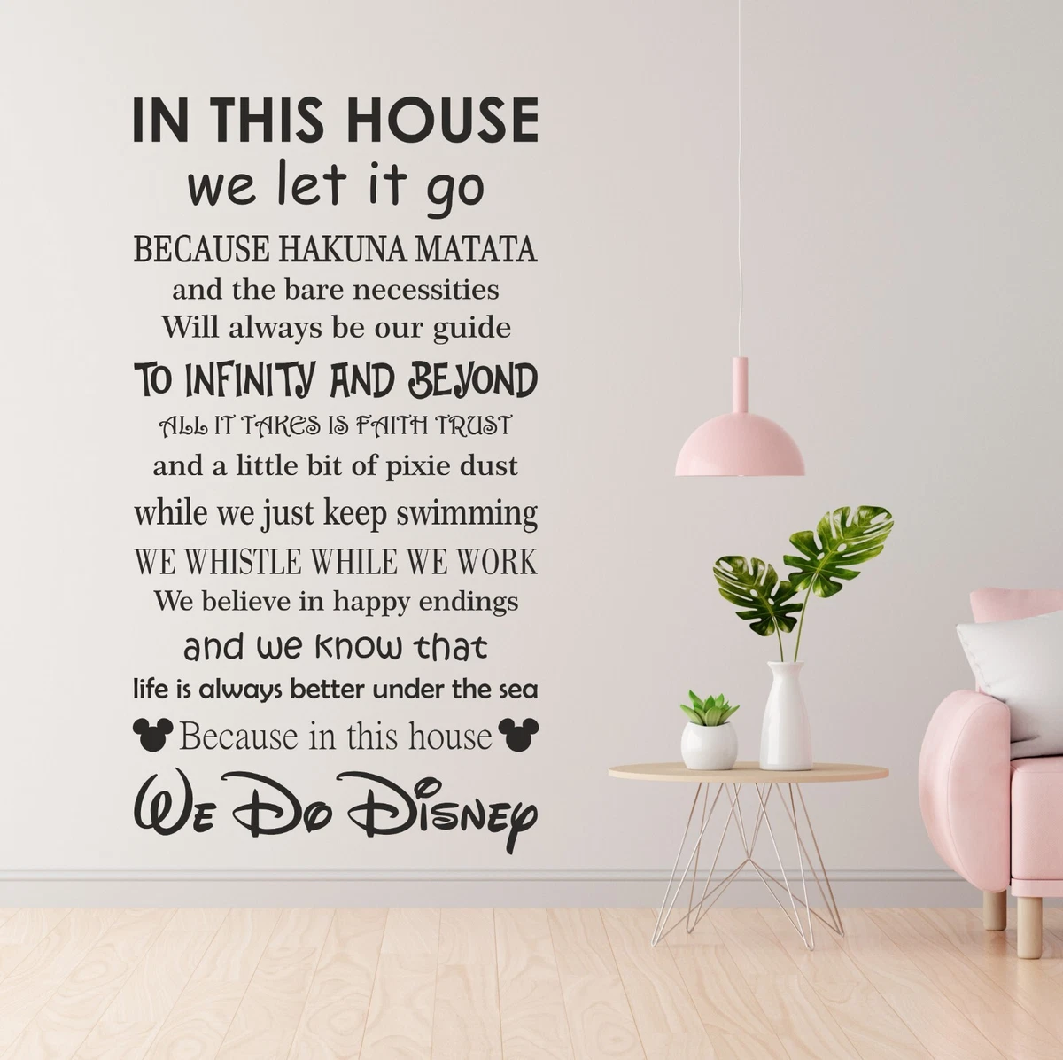 In This House We Do Disney | Pegatina de pared calcomanía redacción arte letras vinilo