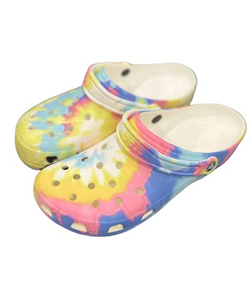 Crocs Classic Clogs Pastel Rainbow Tie Dye Women Sz 12 Men 10